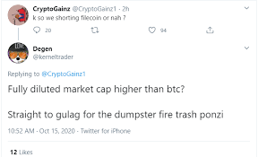 It's calculated by multiplying the current market price of a particular coin or token with the maximum number of coins there will be. Filecoin S Market Cap Balloons Amid Much Hyped Mainnet Launch Beincrypto