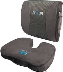 amazon com softacare seat cushion coccyx orthopedic memory foam and lumbar support pillow set of 2 bla support pillows lumbar support lumbar support cushion