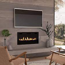 Check spelling or type a new query. Amazon Com Finefind Electric Fireplace 36 Recessed 3 86 Ultra Thin Insert Wall Mounted And In Wall Easy Installation With Remote Control 750w 1500w Low Noise Fake Fire Kitchen Dining