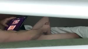 My step sister is obsessed with watching me jerk off watching porn huge  cumshot on the bed