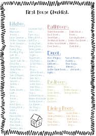 Free Printable Check List For The Essentials To Buy For A First House Minus The Obvious D First Home Checklist New Home Checklist House Essentials