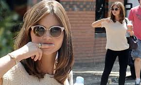 Jenna Coleman teams short-sleeved jumper with skinnies during day off