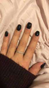 Black nails, give you an air of mystery and noble.trendy matte with glossy finish.also can stamp & decorate on these matte nails if you want to these are fantastic! Squoval Short Black Nails Squoval Nails Squoval Acrylic Nails Black Gel Nails