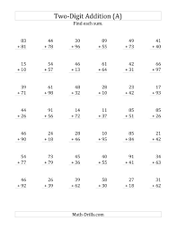 2 Digit Addition With Some Regrouping A Addition Worksheet Addition Worksheets Math Fact Worksheets Free Math Worksheets
