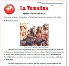 La Tomatina Reading Activities Substitute Plan For Spanish Class Substitute Plans Emergency Sub Plans Spanish Reading Activities
