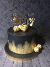 Black And Gold 60th Birthday Cake Small Birthday Cakes 60th Birthday Cakes Gold Birthday Cake