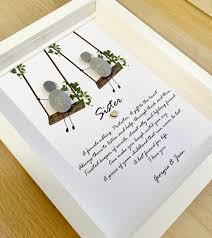 双子姉妹の小石アート、家族の小石アート、姉妹への贈り物、姉妹への誕生日プレゼント、姉妹用フレーム、小石フレーム、彼女へのパーソナライズされた贈り物 -  Etsy 日本