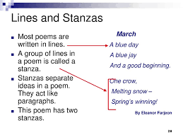 A group of lines in a poem that are separated in a poem are referred to as stanzas. Understanding Poetry Ppt Download