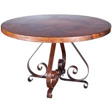 Steve silver amalie 48 round glass top brown base dining table. Pierre Iron Dining Table With 48 In Round Copper Top