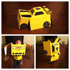 Telepresence robotics reimagined with cardboard. Bumblebee Transformers Costume Homemade With One Cardboard Box Cardboard Crafts Kids Diy Halloween Costumes Diy Costumes Kids