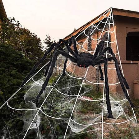 Halloween Decorations 79'' Giant Spider Triangular Giant Spider Web 275'' - 7M, 30pcs Plastic Spiders, 40g Cobweb -