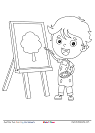 For boys and girls, kids and adults, teenagers and toddlers, preschoolers and older kids at school. Kid Painting Coloring Page Kidzezone