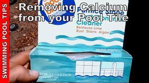 Be extremely careful when handling muriatic acid as it can burn skin and damage clothes. Cleaning Your Pool Tile Calcuim Stain Removal Youtube
