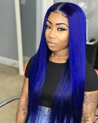 Black And Blue Lace Front Wig Blue Human Hair Wigs For Women Lace Front Wigs Free Part Swiss Lace Cheap Brazilian Wigs Ship In 3da Amechia W In 2020 Blue Hair Cheap Lace Front Wigs Wig Hairstyles