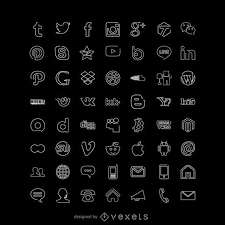 Thin Line White Social Media Icon Collection Ad Ad Affiliate White Social Collection Line Social Media Icons Media Icon Social Media Icons Vector