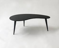 Black Mid Century Modern Coffee Table With Tapered Legs Kidney Bean Shaped Atomic Era Biomorp Coffee Table Mid Century Modern Coffee Table End Of Bed Bench