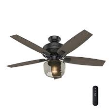 Hunter Bennett 52 In Led Indoor Brushed Nickel Ceiling Fan With Globe Light Kit And Handheld Remote Control 54188 Ventiladores De Techo Ventilador Techo
