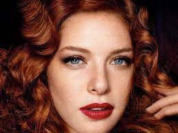In such a case one can only notice the blue in the eyes once sun or bright light is reflected in the eyes, therefore, the eyes seem dull and uncannily dark compared to the true blue color. Women Model Redhead Long Hair Face Portrait Blue Eyes Looking At Viewer Open Mouth Rachelle Lefevre Actress Wavy Hair Freckles Red Lipstick Hd Wallpapers Desktop And Mobile Images Photos