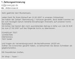 Bestellung richtig schreiben und entwicklung der bestellung via internet. Zahlungserinnerungs Email Fur Vorkasse Kunden