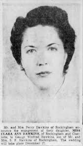 Engagement Announcement of Clara Ann Dawkins 1950