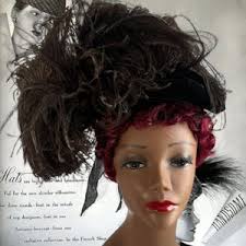 Elegant Black Ostrich Feather Hat, 1930s