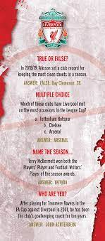 A team of editors takes feedback from our visitors to keep trivia as up to date and as accurate as possible. Liverpool Fc Trivia Quiz At Calendar Club