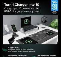 Plugable 10 Port USB-C Charging Station, 100W Priority Charging