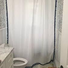 Black And White Shower Curtain With Tassels Extra Long Tassel Shower Curtain Color Options Etsy Colorful Curtains Large Shower Curtains Cool Shower Curtains