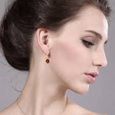 3.60 CT ovale Rouge grenat Boucles d'oreilles en argent plaqué or jaune 18  K 27 mm de longueur : Amazon.ca: Mode