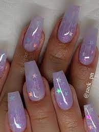 Cute Unicorn Coffin Shaped Nails Set Cutenails Best Acrylic Nails Unicorn Nail Art Mermaid Nails