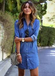 Fashion Long Sleeve Button Down Mini Denim Shirt Dress 19 Dengan Gambar Kemeja Denim Kemeja Kasual
