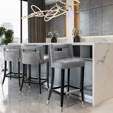 Candelabra Home Hart Velvet Bar And Counter Stool Grey Modern Bar Stools Kitchen Comfortable Bar Stools Bar Stools Kitchen Island