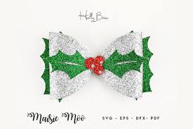 Design file for cutting machine. Christmas Hair Bow Template Svg Holly Bow Svg Festive Bow 392447 Other Design Bundles