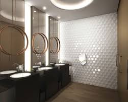 The distinctive tiles add interesting dimension and a sense of architecture to a small bathroom design. 20 Best Office Restroom Ideas Restroom Design Bathroom Design Toilet Design