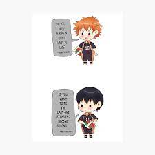 Pudding head hajime tooru oikawa: Haikyuu Karasuno Hinata Kageyama Chibi Mit Motivierenden Zitaten Poster Von Doodlesofthei Redbubble