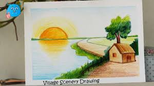 How To Draw Scenery Of Village Sunrise With Pencil Colors Easy Drawing For Kids Youtube Learn how to draw sunrise pencil pictures using these outlines or print just for coloring.