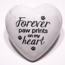 Paw prints on my heart pet memorial personalised printed candle. Inspirational Stone Paperweight Forever Paw Baxterboo