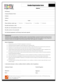 At this time, amazon.com cannot comply with a request for state vendor registration or enter into other agreements regarding your organization's terms and conditions. Enugu Food Festival Vendor Registration Form