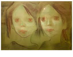 Alice Soares, Dois Rostos, 1988. Giz pastel s/ cartão