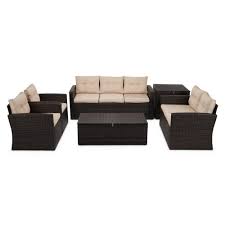Boyel Living 6 Piece Wicker Outdoor Patio Conversation Furniture Set In Beige Cew Hy2615dbbg The Home Depot Outdoor Sofa Wicker Conversation Sets Outdoor Lounge Furniture