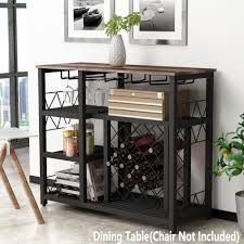 Contemporary dining sets offer the opportunity for making lunch or dinner into more than just a. Latitude Run Modern Industrial Home Kitchen Dining Room Metal Wine Rack Table With Glass Holder Freestanding Wine Bar Cabinet Console Table Buffet Table With 21 Bottles For Small Places Brown Finish Wayfair