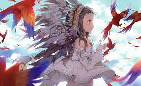 On myanimelist, and join in the discussion on the largest online anime and manga database in the world! Hd Wallpaper Anime Girls Birds Brunette Feathers Native American Clothing Wallpaper Flare