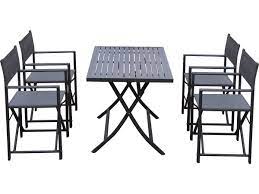 Outsunny ensemble meuble de jardin balcon salon de jardin bistrot table carré 2 chaises pliantes pe rotin tressé 60l x 60l x72hcm noir neuf 93 de la marque outsunny. Salon De Jardin En Aluminium Et Textilene Haiti Phoenix 93801