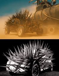 In Mad Max Fury Road the Buzzards Cars are covered in Spikes AS AN HOMAGE  TO CULT AUSSIE FILM 'The Cars that Ate Paris'. Directed by Peter Weir. (You  know, that guy
