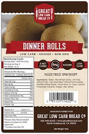 Great Low Carb Dinner Rolls 12oz Bag Of 6 Great Low Carb Bread Company