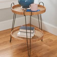 Boho Woven Tray Table In 2020 Table Decor Living Room Tray Table Boho Side Table