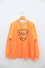 Vintage A Bathing Ape Bape Ape Shall Never Kill Ape Streetwear Orange Sweater Sweatshirt Size L Pullover Sweater Sweatshirts Bape Sweater A Bathing Ape