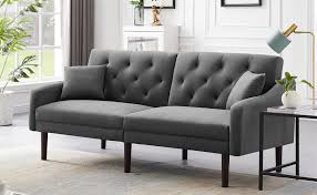 Frequently asked sofas & couches questions. Amazon Com Olela Futon Sofa Bed Convertible Couch Bed With Armrests Modern Living Room Velvet Sofa Bed Folding Recliner Futon Couch Sleeper Set With Wood Legs Grey Kitchen Dining