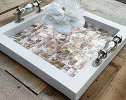 Serving Tray Wood Blue Mother Of Pearl Mosaic Tile Silver Etsy Ottoman Tray Vanity Tray Glass Mosaic Tiles