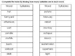 Syllable Worksheet Teaching Resources